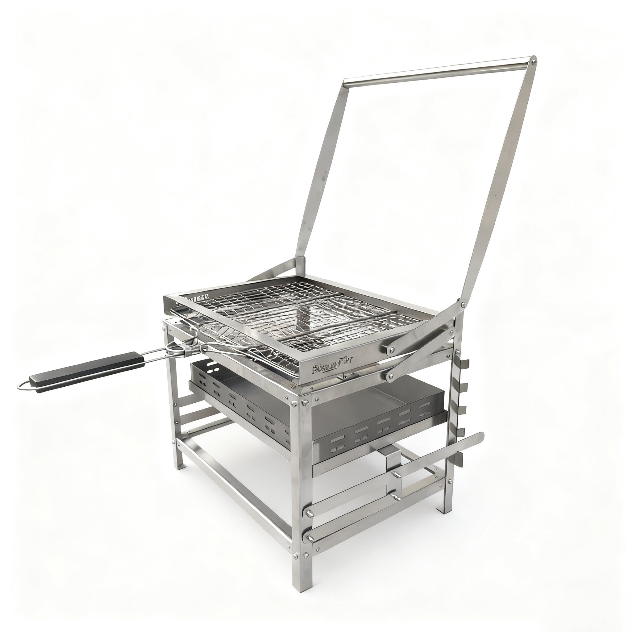 360° Rotating Adjustable Charcoal BBQ Grill, Portable Outdoor Camping Grill